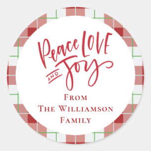 Christmas Red Peace Liebe Jodern Modern Family Runder Aufkleber