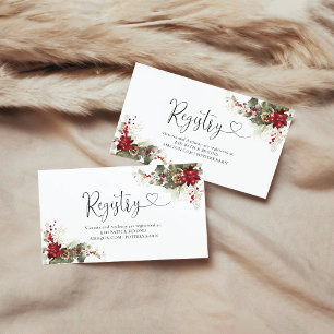 Christmas Red Poinsettia Baby Shooting Registry Begleitkarte