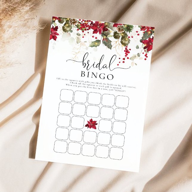 Christmas Red Poinsettia Brautparty Bingo (Von Creator hochgeladen)
