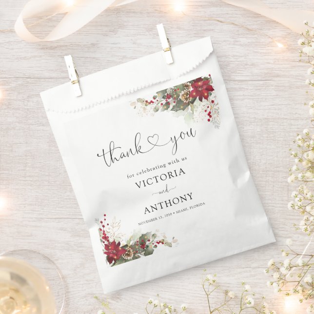 Christmas Red Poinsettia Brautparty Fevor Bag Geschenktütchen (Ausgeschnitten)