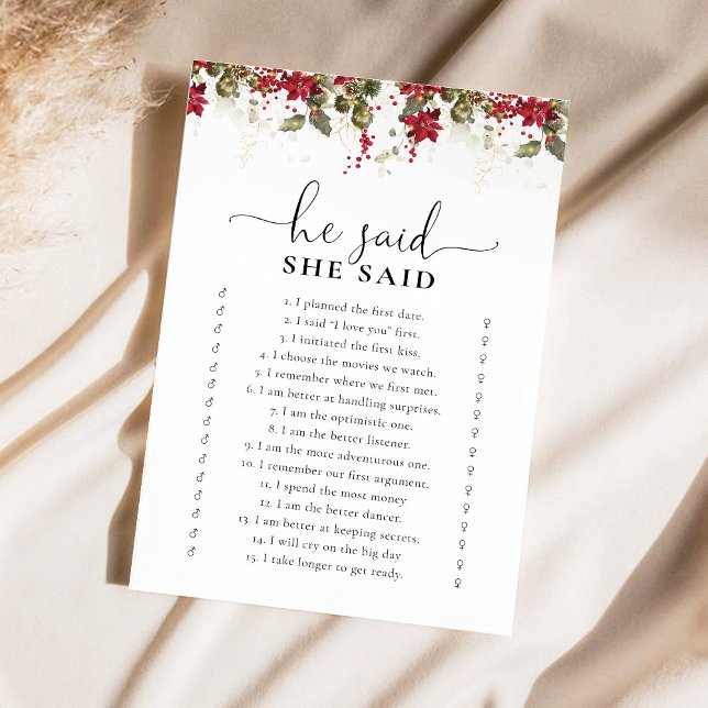 Christmas Red Poinsettia Brautparty Game (Von Creator hochgeladen)