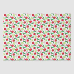 Christmas Red Poinsettia Green Holly-Geschenk Seidenpapier