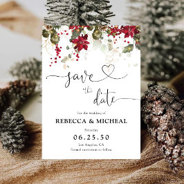 Christmas Red Poinsettia Save the Date