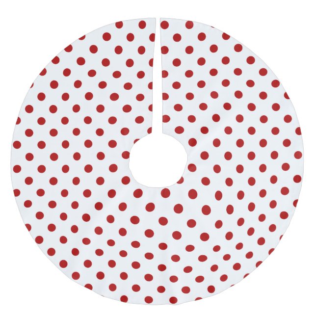 Christmas Red Polka Dot Tree Skirt Polyester Weihnachtsbaumdecke (Vorderseite)