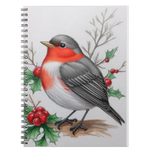 Christmas Red Robin Bird Notizblock