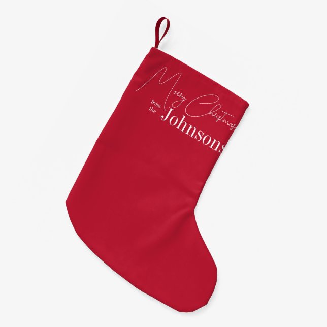 Christmas Red Simple Modern Family Kleiner Weihnachtsstrumpf (Vorderansicht (hängend))