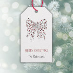 Christmas Red String Light Bow Minimal Doodle Geschenkanhänger<br><div class="desc">Erhöhen Sie Ihr Geschenkspiel mit unserem charmanten Weihnachtslichtbogenschild. Persönlich gestalten Sie Ihre Geschenke mit diesem köstlichen Geschenktag mit einem skurrilen Kunstdoodle eines Bogens aus roten Weihnachtsbeleuchtung auf einem klassischen weißen Hintergrund. Dieses einzigartige Tag fügt eine festliche Touch zu Ihren Geschenken hinzu und kann mit Ihrem Namen für ein persönliches Finish...</div>