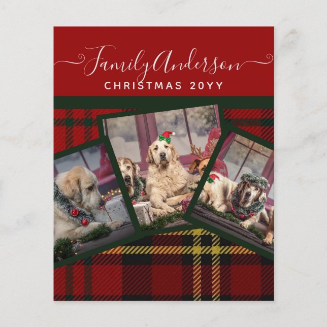 CHRISTMAS Red Tartan Foto Collage Flyer (Vorne)