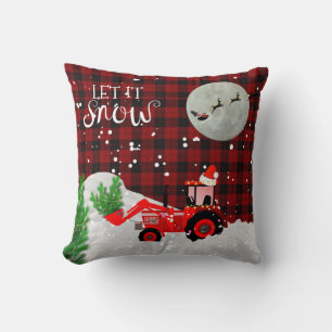 Christmas RED TRACTOR Lumberjack Buffalo Kariert Kissen