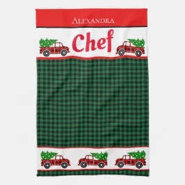 Christmas Red Truck Koch Green Buffalo Kariert Apr Geschirrtuch
