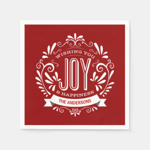 CHRISTMAS RED URLAUB JOY CHALKBOARD PERSONALISIERT SERVIETTE