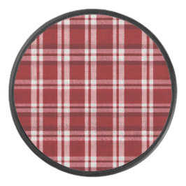 Christmas Red White Kariert Eishockey Puck