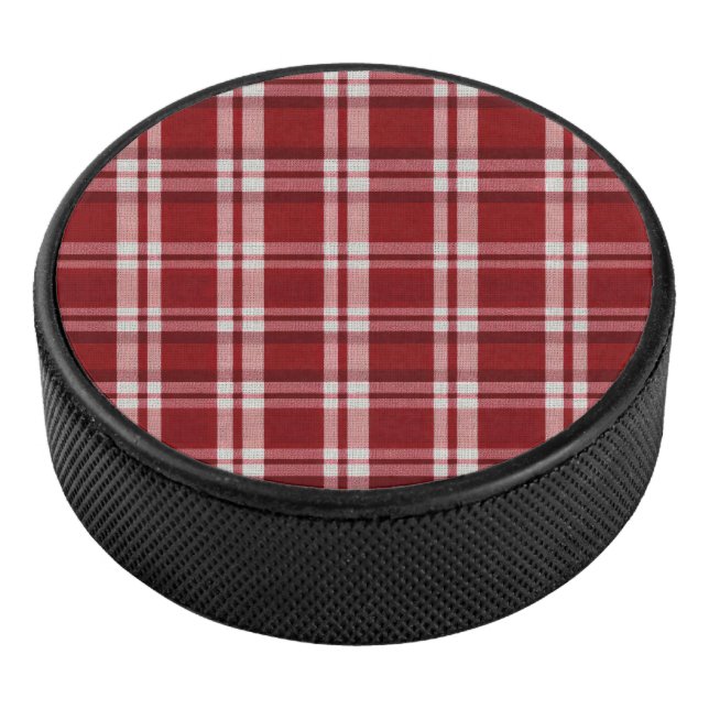 Christmas Red White Kariert Eishockey Puck (3/4)
