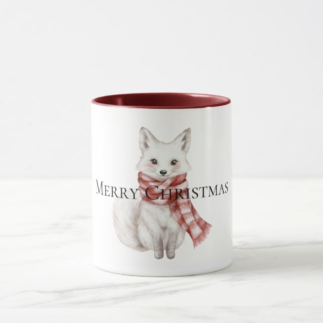 Christmas Red White Peppermint Fox Tasse (Zentrum)