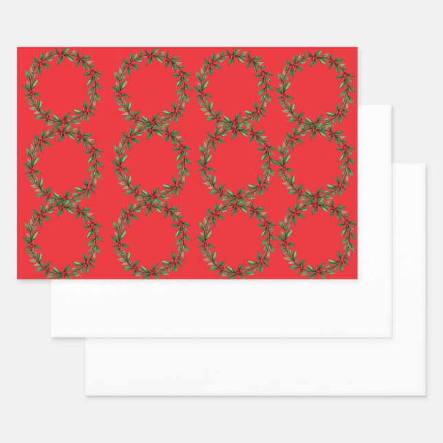 Christmas Reef Red Wrapping Paper | elegant Geschenkpapier Set (Set)