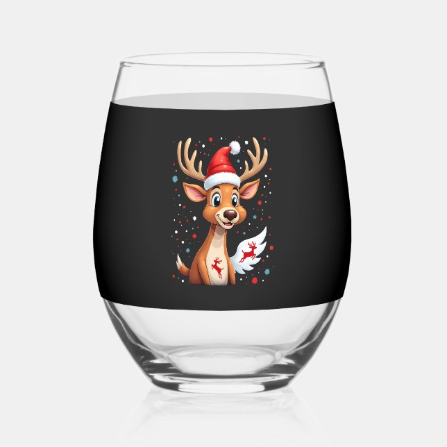 christmas Reindeer (1) Weinglas Ohne Stiel (Vorderseite)