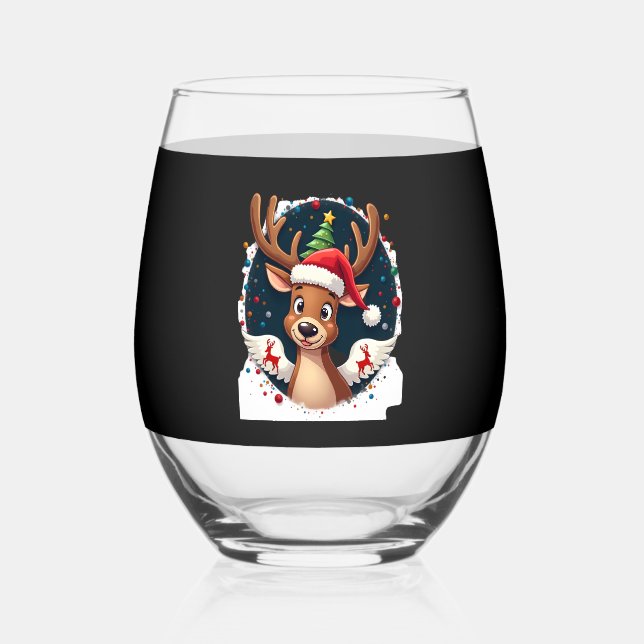 christmas Reindeer (2) Weinglas Ohne Stiel (Vorderseite)