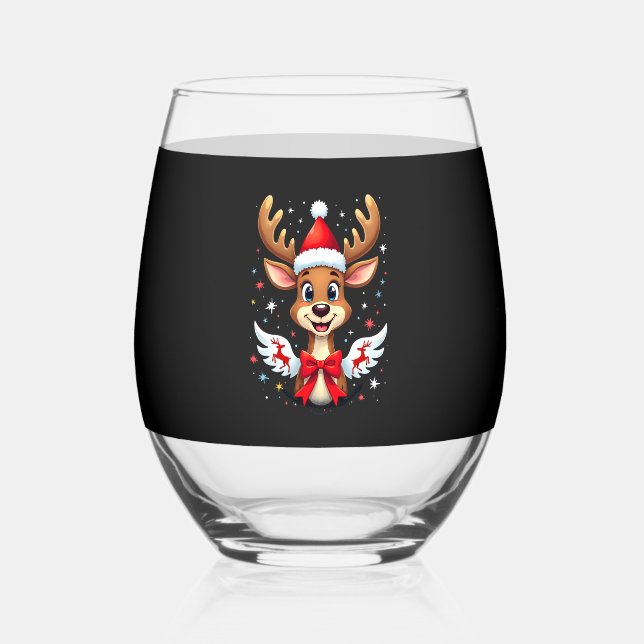 christmas Reindeer (3) Weinglas Ohne Stiel (Vorderseite)