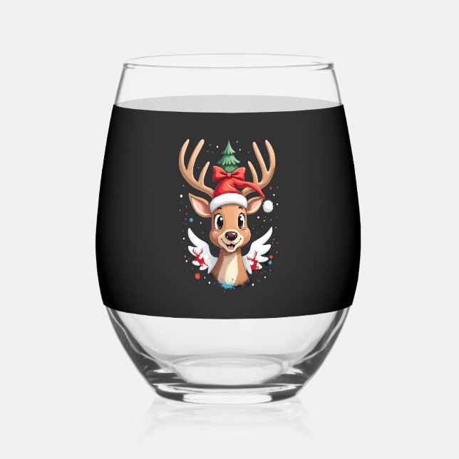 christmas Reindeer (4) Weinglas Ohne Stiel (Vorderseite)