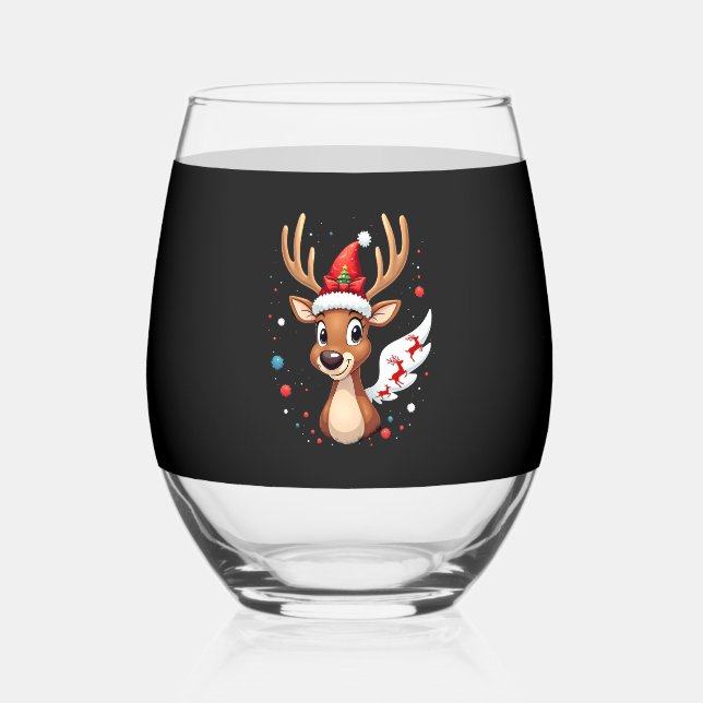 christmas Reindeer (5) Weinglas Ohne Stiel (Vorderseite)