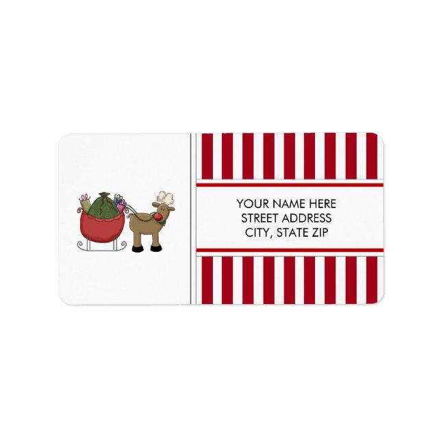Christmas Reindeer Address Mailing Labels Adressaufkleber (Vorne)