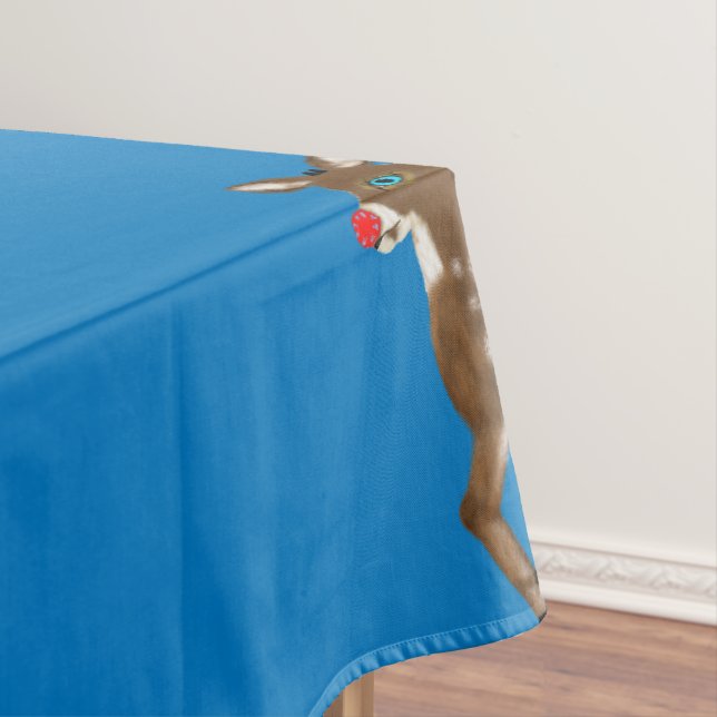 Christmas Reindeer Blue White Tischdecke (Beispiel)