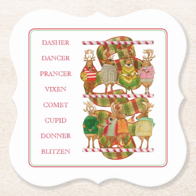 CHRISTMAS REINDEER Bracket Form Paper Untersetzer (Vorderseite)