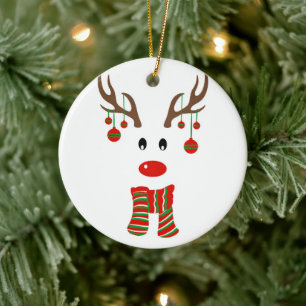 Christmas Reindeer Cartoon Keramik Ornament