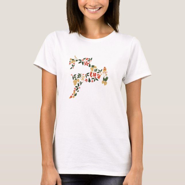 Christmas Reindeer Collage – Festive Holida T-Shirt (Vorderseite)