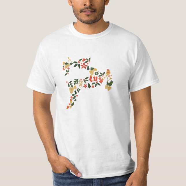 Christmas Reindeer Collage – Festive Holida T-Shirt (Vorderseite)