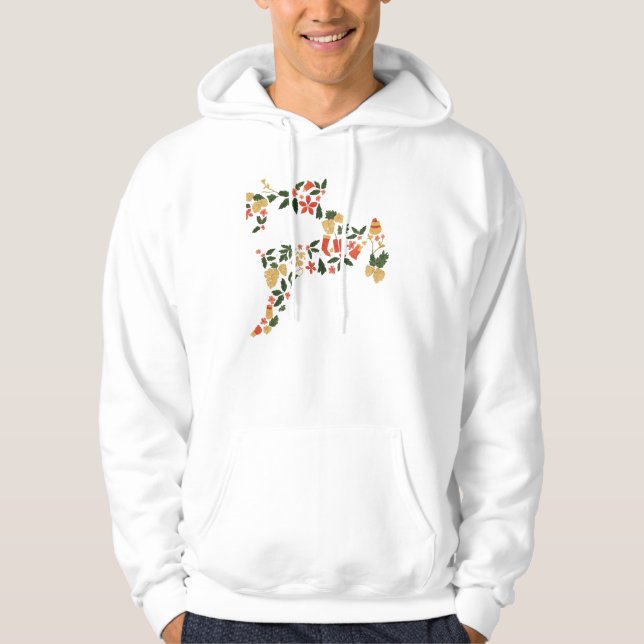 Christmas Reindeer Collage Hoodie – Festive Holida (Vorderseite)