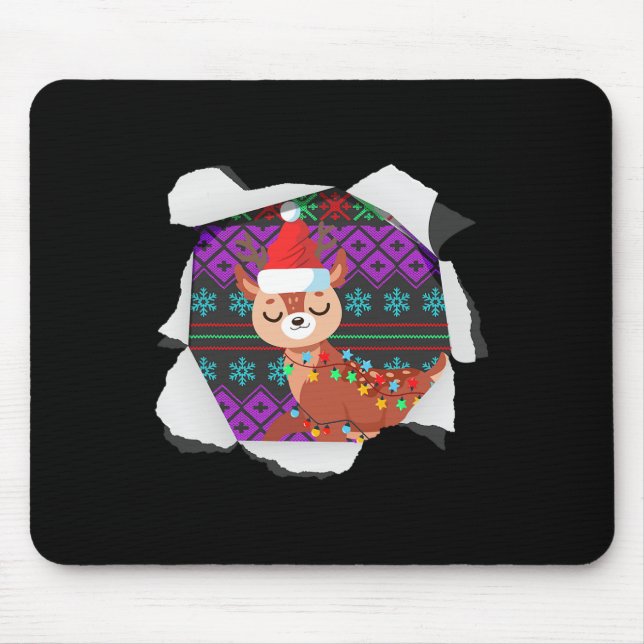 Christmas Reindeer Design Ugly Chrismas  Mousepad (Vorne)