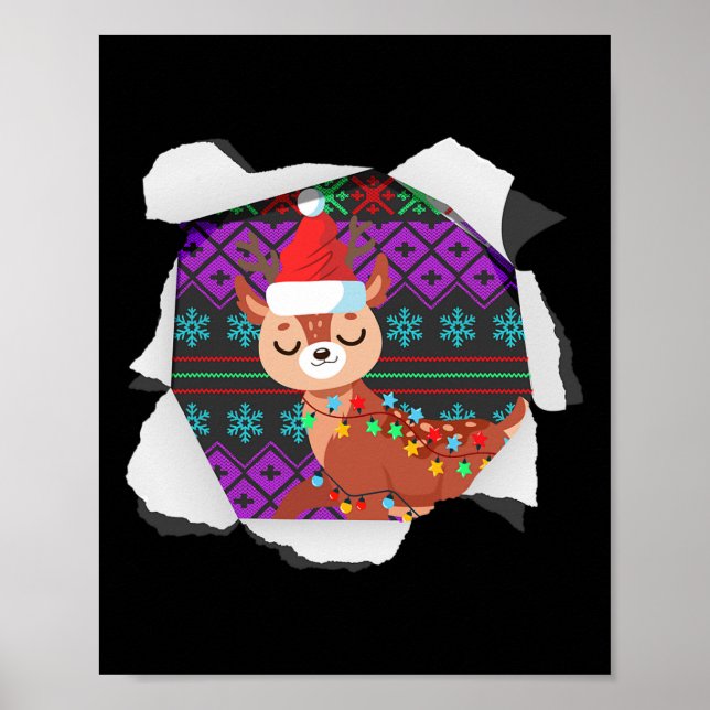 Christmas Reindeer Design Ugly Chrismas  Poster (Vorne)