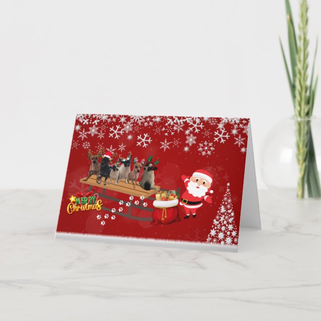 Christmas Reindeer Dogs Greeting Card Dankeskarte (Vorderseite)