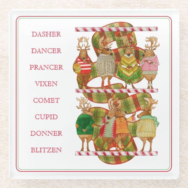 CHRISTMAS REINDEER Glass Untersetzer (Vorderseite)