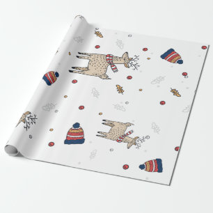 Christmas Reindeer Hats Pattern Geschenkpapier