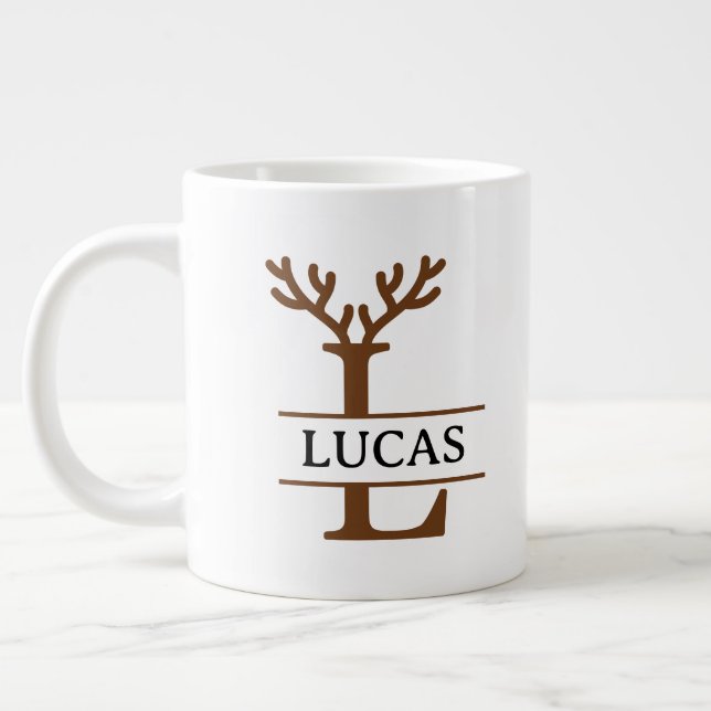 Christmas Reindeer holiday Mug, Custom winter  Jumbo-Tasse (Links)