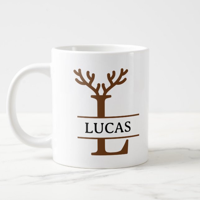 Christmas Reindeer holiday Mug, Custom winter  Jumbo-Tasse (Links)