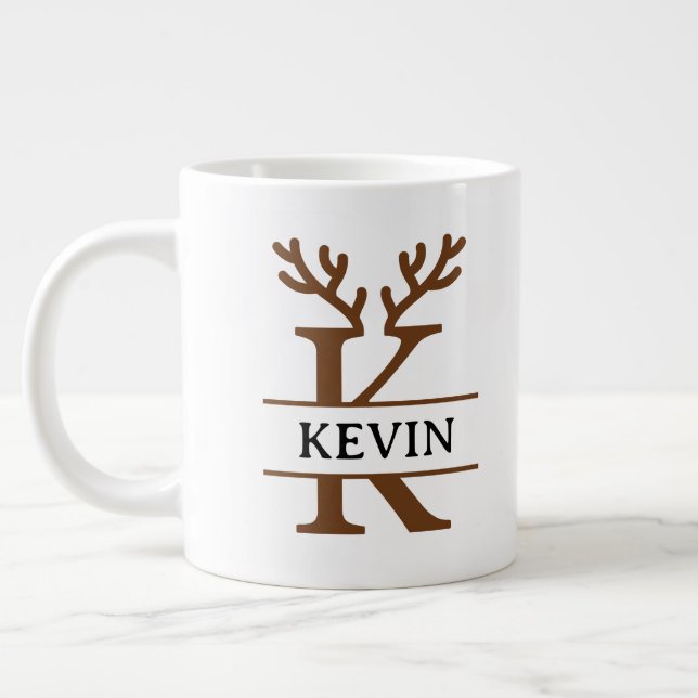 Christmas Reindeer holiday Mug, Custom winter  Jumbo-Tasse (Links)