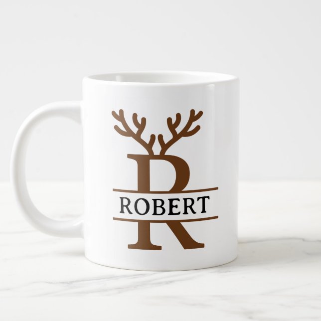 Christmas Reindeer holiday Mug, Custom winter  Jumbo-Tasse (Links)