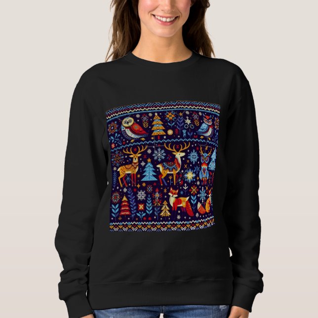 Christmas Reindeer Nordic Pattern Sweatshirt  (Vorderseite)