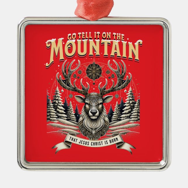 Christmas Reindeer Ornament Aus Metall (Vorne)