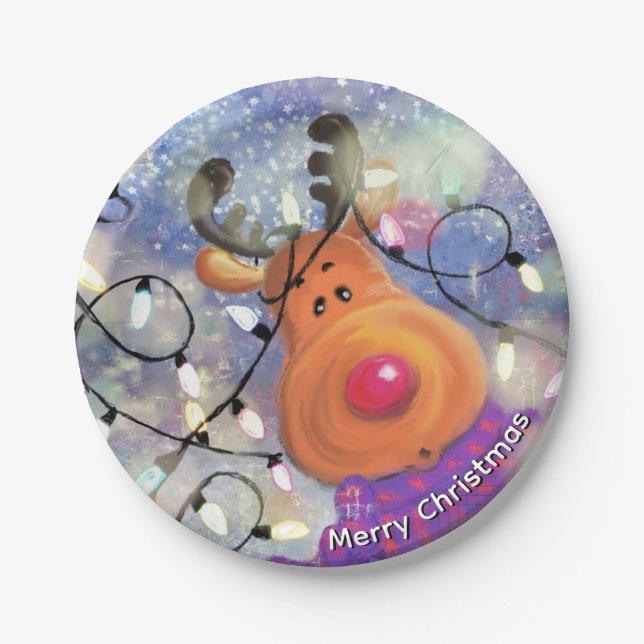 Christmas Reindeer Paper Plates Pappteller (Vorderseite)