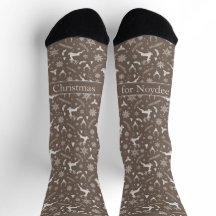 Christmas Reindeer Pattern Brown with Text