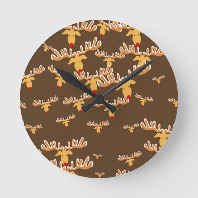 Christmas reindeer pattern runde wanduhr (Vorderseite)