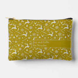 Christmas Reindeer Pattern Yellow with Text Zubehörtasche