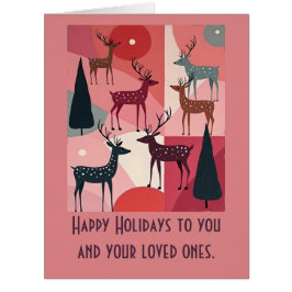 Christmas Reindeer Pink Kitsch Retro Modern Art