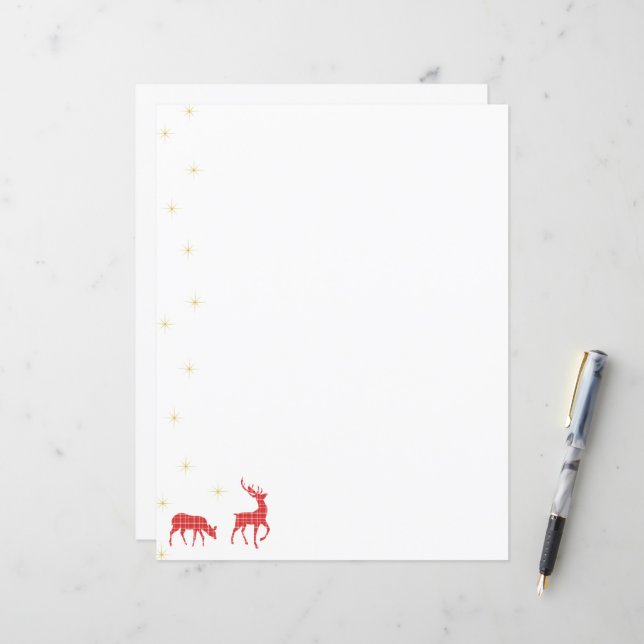 Christmas Reindeer Red Green Twill Kariertes Muste (Vorderseite/Rückseite Beispiel)