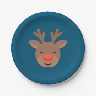 Christmas Reindeer Rudolf auf Blue Pappteller
