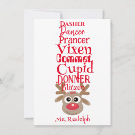 Christmas Reindeer Rudolph Fun Niedlich White Feiertagskarte